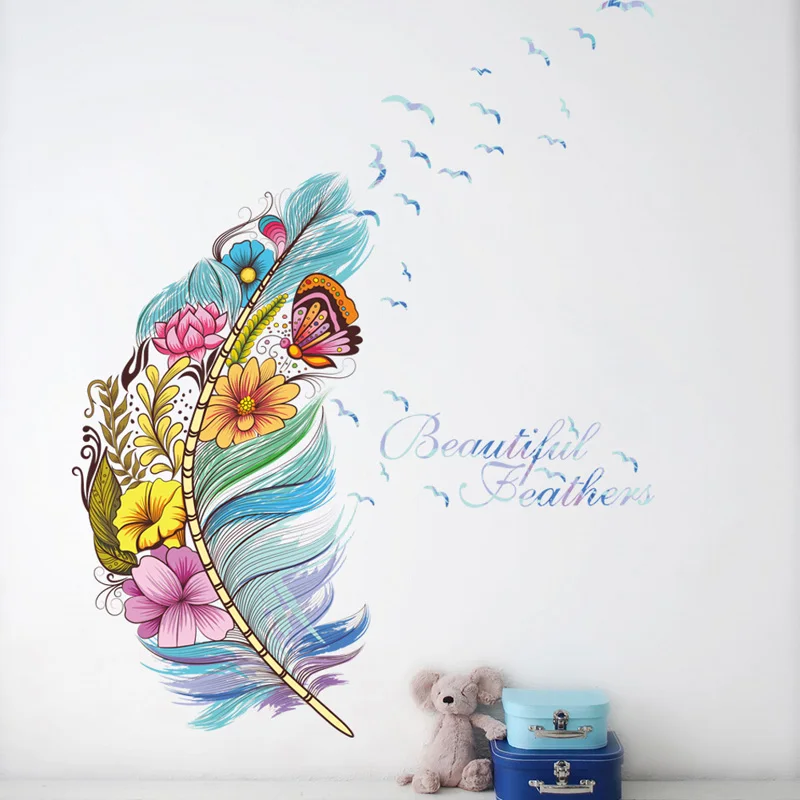 Flower butterfly feather Wall Sticker Home living room colorful background decoration Mural Art Decals bedroom stickers
Flower butterfly feather Wall Sticker Home living room colorful background decoration Mural Art Decals bedroom stickers