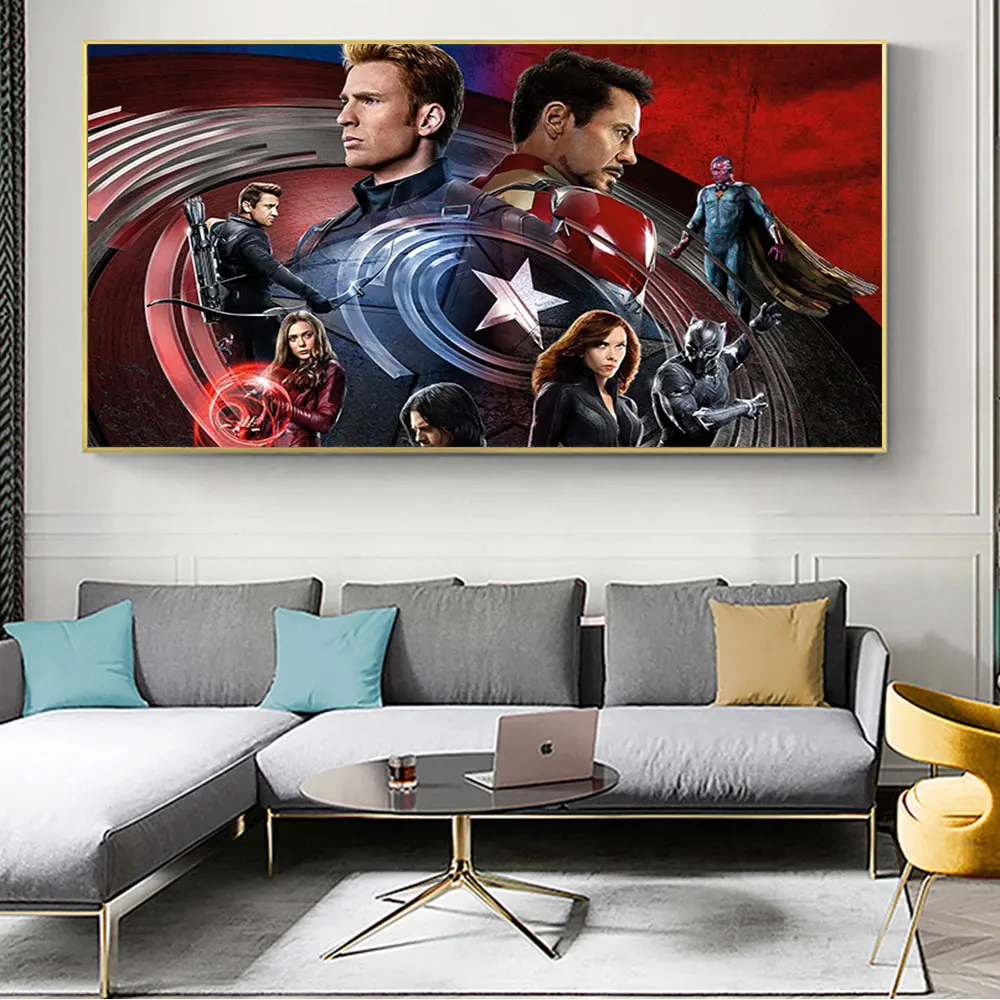 Marvel Avengers Movie Captain America Iron Man Superhero Canvas Painting Print Poster Nordic Boy Living Room Bedroom Decor Mural
Marvel Avengers Movie Captain America Iron Man Superhero Canvas Painting Print Poster Nordic Boy Living Room Bedroom Decor Mural