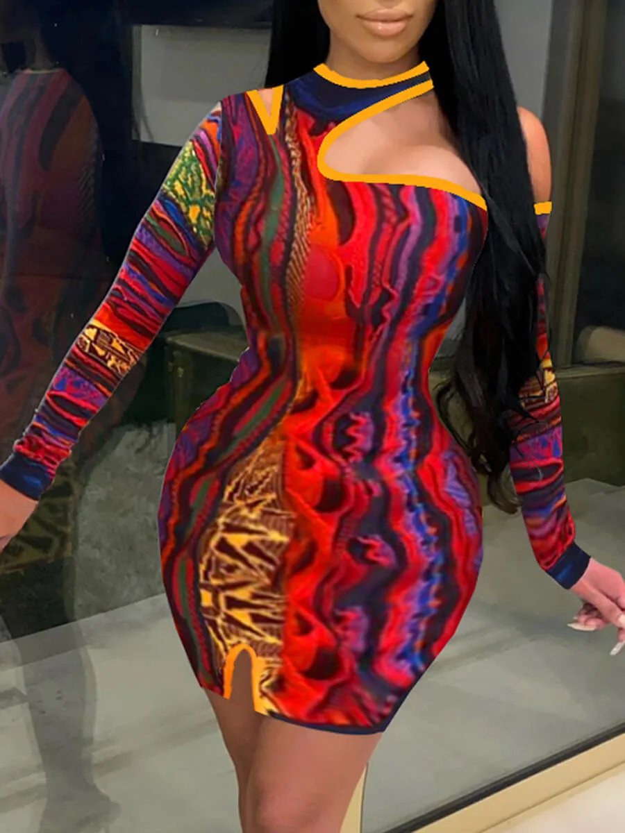 Party T-shirt Dresses Ladies Tie Dye Striped Cut Out Shoulder Bodycon Stretch Mini Dress High Collar Slim Pencil Short Vestido
Party T-shirt Dresses Ladies Tie Dye Striped Cut Out Shoulder Bodycon Stretch Mini Dress High Collar Slim Pencil Short Vestido