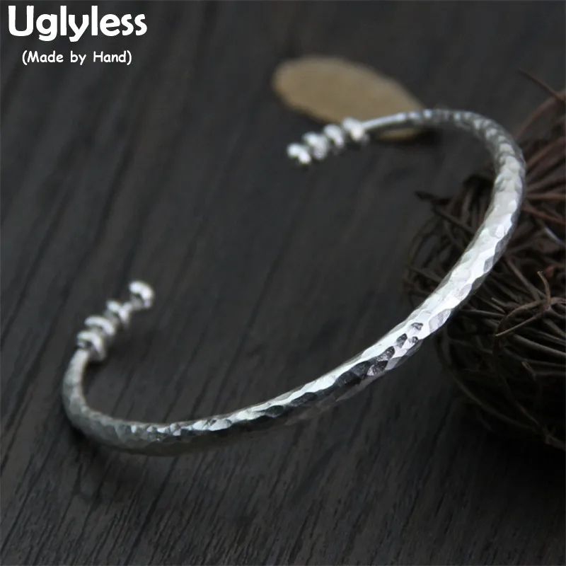 Uglyless Real S999 Silver Jewelry Women Simple Fashion Beads Bangles Handmade Knocking Face Lunar Surface Ethnic Opening Bangle
Uglyless Real S999 Silver Jewelry Women Simple Fashion Beads Bangles Handmade Knocking Face Lunar Surface Ethnic Opening Bangle