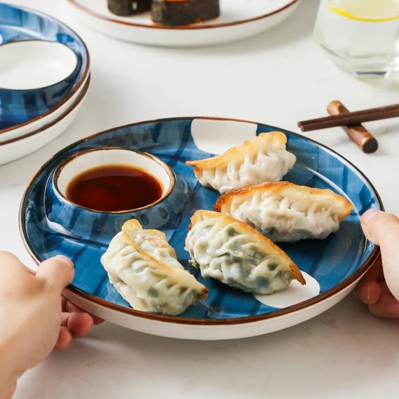 Fashion Creative Japanese ceramic plate hand-painted round dumpling plate household food plate sushi plate grid dinner plates
Fashion Creative Japanese ceramic plate hand-painted round dumpling plate household food plate sushi plate grid dinner plates