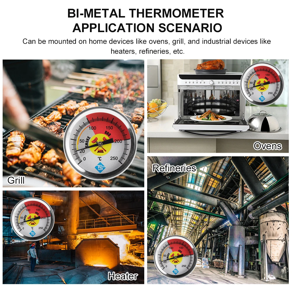 KKmoon Stainless Steel Thermometer Bi-Metal Thermometer Dial Thermometer 0~250 for Grill Barbecue Smoker Oven
KKmoon Stainless Steel Thermometer Bi-Metal Thermometer Dial Thermometer 0~250 for Grill Barbecue Smoker Oven