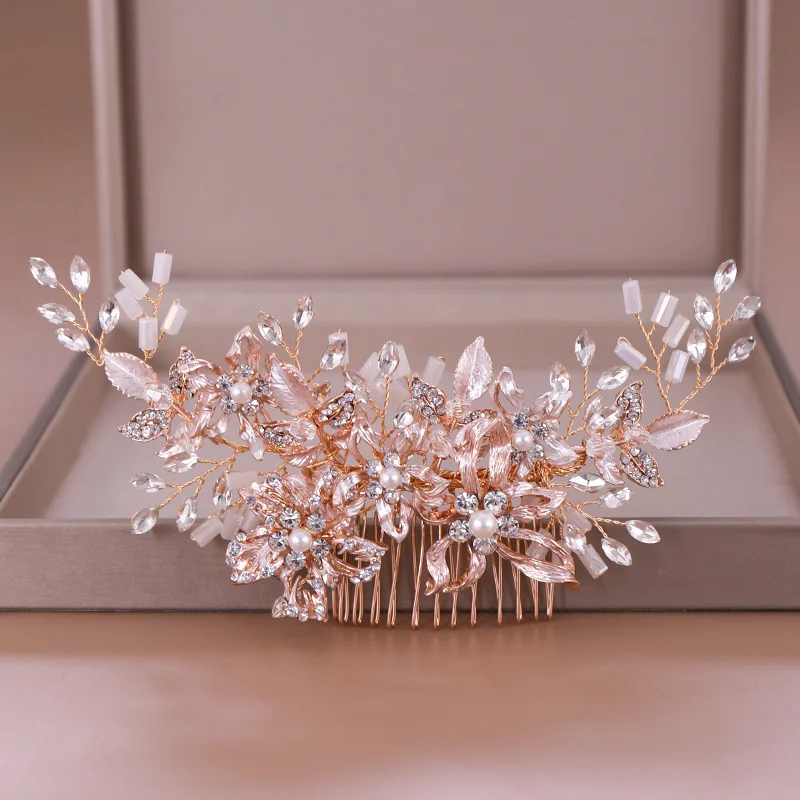 Bridal Wedding Hair Accessories Crystal Peals Flower Combs Rose Gold Headwear Ornaments Headpieces Headresses Women Jewelry
Bridal Wedding Hair Accessories Crystal Peals Flower Combs Rose Gold Headwear Ornaments Headpieces Headresses Women Jewelry
