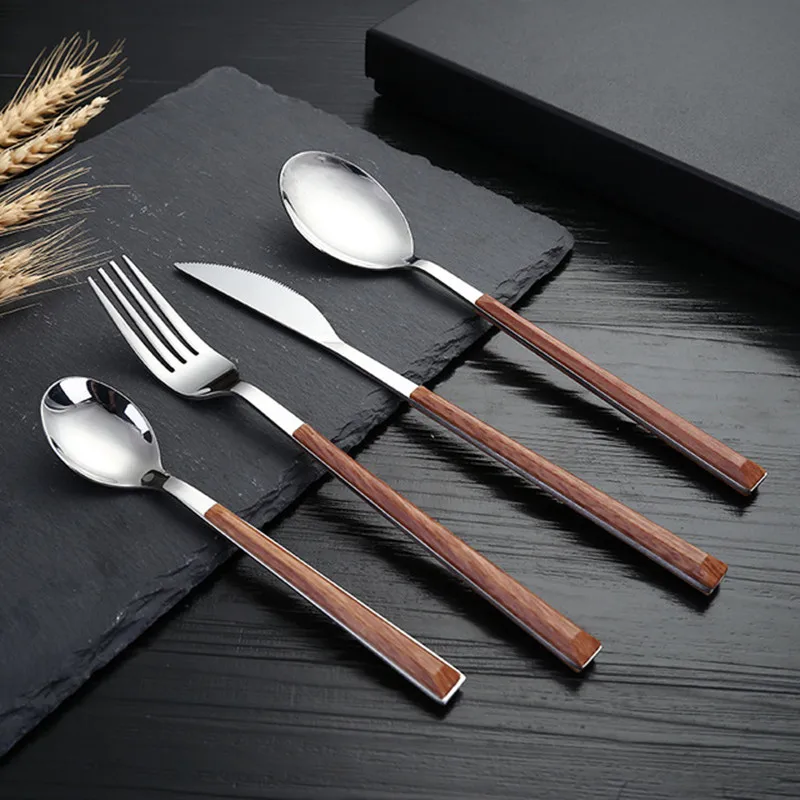 16pcs Stainless Steel Imitation Wooden Handle Cutlery Set Tableware Knife Fork Tea Spoon Silverware Dinnerware Clamp Western
16pcs Stainless Steel Imitation Wooden Handle Cutlery Set Tableware Knife Fork Tea Spoon Silverware Dinnerware Clamp Western