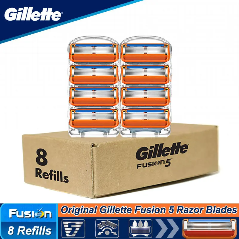 

Оригинальные сменные кассеты Gillette Fusion5 для мужчин, лезвия для бритвы с прецизионным триммером, подходит для всех бритв Fusion 5