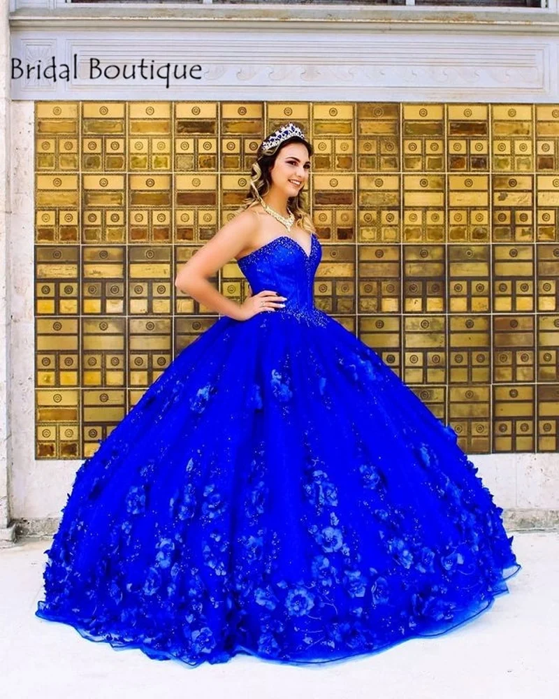 Royal Blue Quinceanera Dresses with 3D Flowers AppliqueS Corset Beaded Ball Gown Sweet 16 Dress Vestidos De XV Años Lace Up
Royal Blue Quinceanera Dresses with 3D Flowers AppliqueS Corset Beaded Ball Gown Sweet 16 Dress Vestidos De XV Años Lace Up