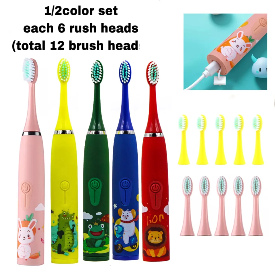 Electric Toothbrush Kids Waterproof Sonic Electric Toothbrush Children USB Rechargeable Sonic Toothbrush Replacement Brush Heads
Electric Toothbrush Kids Waterproof Sonic Electric Toothbrush Children USB Rechargeable Sonic Toothbrush Replacement Brush Heads