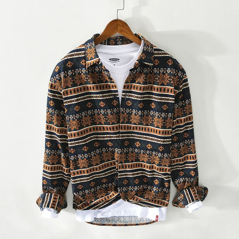 Autumn Fashion Men Vintage Stripe Print Long Sleeve Streetwear Style Shirts Japan Harajuku High Quality 100% Cotton Blouses Tops
Autumn Fashion Men Vintage Stripe Print Long Sleeve Streetwear Style Shirts Japan Harajuku High Quality 100% Cotton Blouses Tops