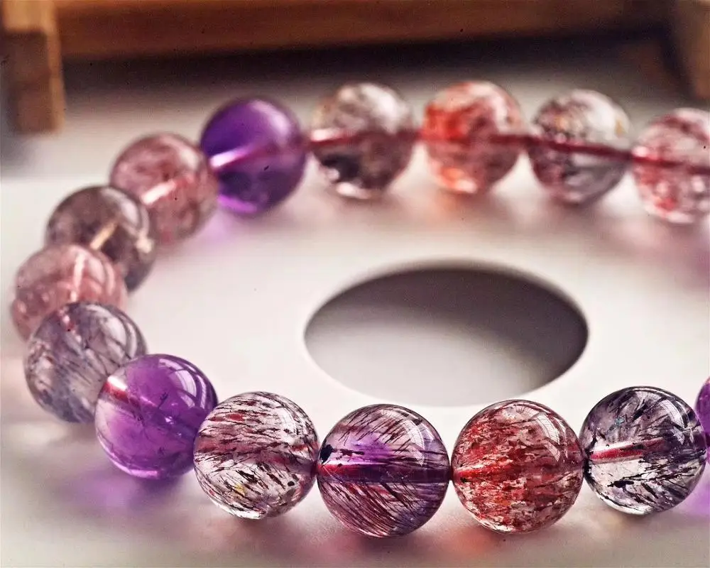 Natural Purple Lepidocrocite Quartz Bracelet 10.2mm Super Seven 7 Stone Round Beads Stretch Crystal Bracelet AAAAA Certificate
Natural Purple Lepidocrocite Quartz Bracelet 10.2mm Super Seven 7 Stone Round Beads Stretch Crystal Bracelet AAAAA Certificate