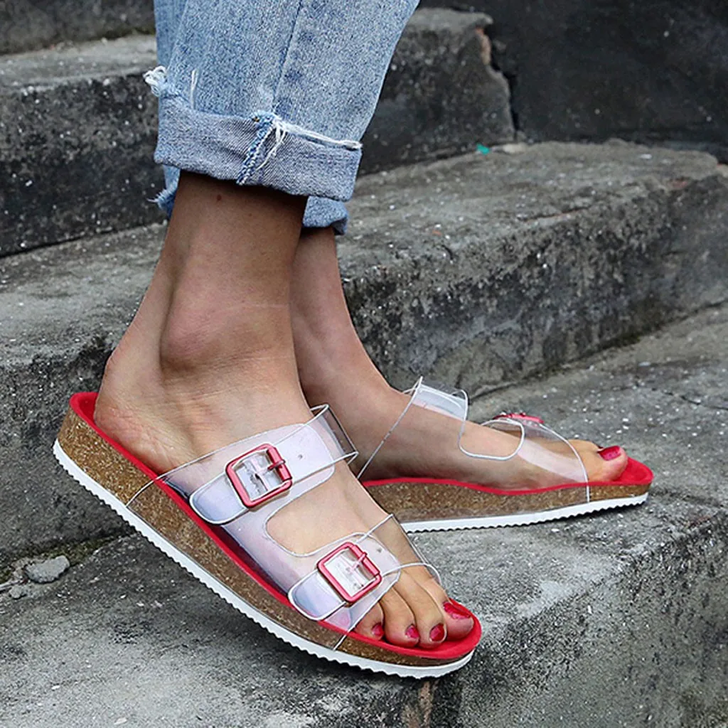 Сланцы женские прозрачные сандалии на плоской подошве роскошные Тапочки с