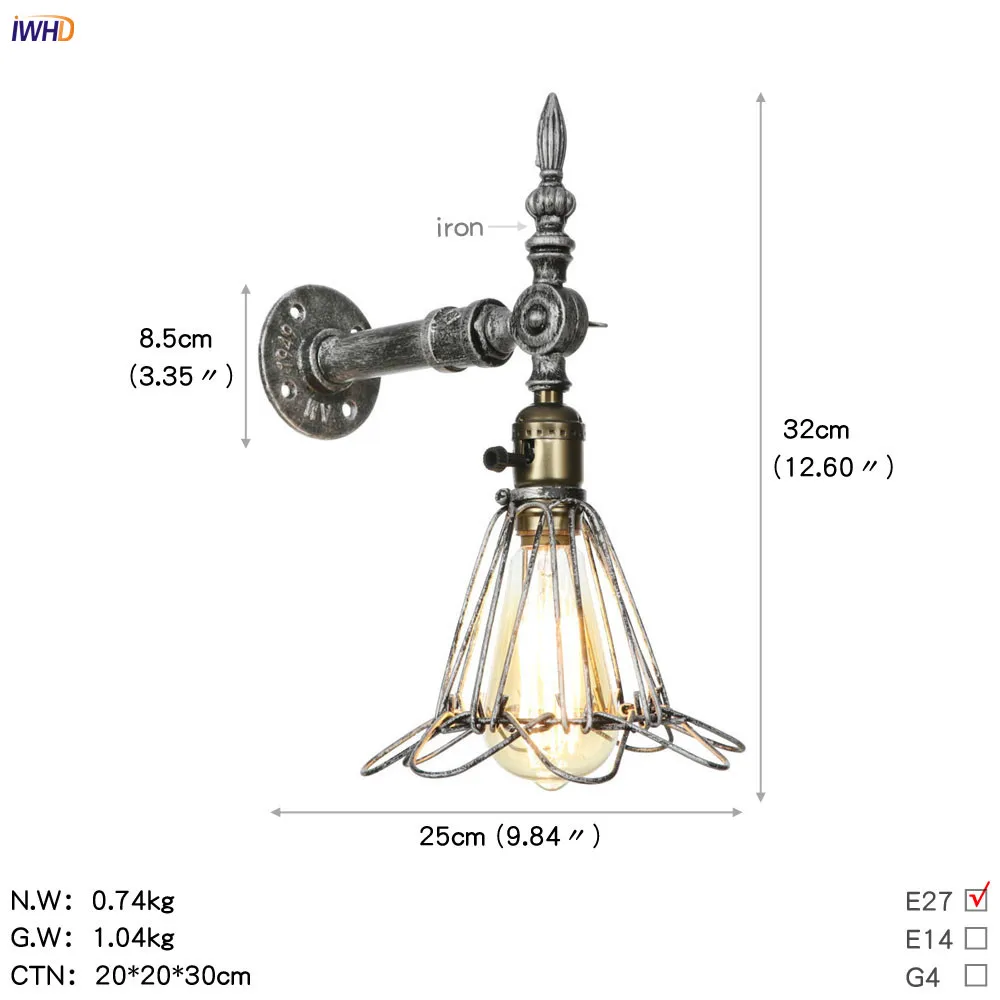 IWHD Iron Water Pipe Loft LED Wall Lamp Fixtures Vintage Industrial Wall Lamps Wandlamp Mirror Light Applique Murale Luminaire
IWHD Iron Water Pipe Loft LED Wall Lamp Fixtures Vintage Industrial Wall Lamps Wandlamp Mirror Light Applique Murale Luminaire