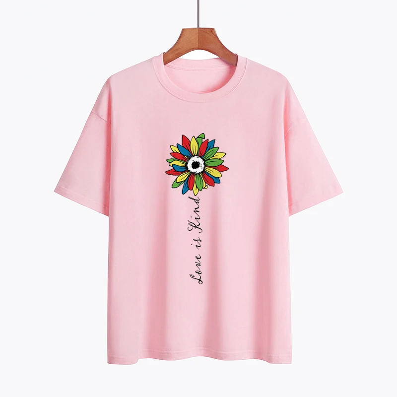 Новые женские футболки, топы с цветочным принтом Love Is Kind, летняя женская футболка, футболка с коротким рукавом
Новые женские футболки, топы с цветочным принтом Love Is Kind, летняя женская футболка, футболка с коротким рукавом