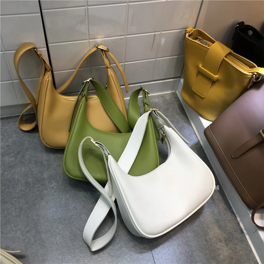 

Casual Women Handbags Soild Color Hobos Shoulder Bags Pu Leather Female Dumpling Bag Fashion Lady Underarm Crossbody Bag Bolsas
