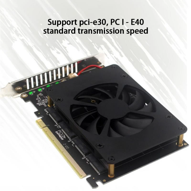 Плата PCI-E X16 NVME M.2 MKEY SSD RAID раздельная плата с охлаждающим вентилятором | Компьютеры