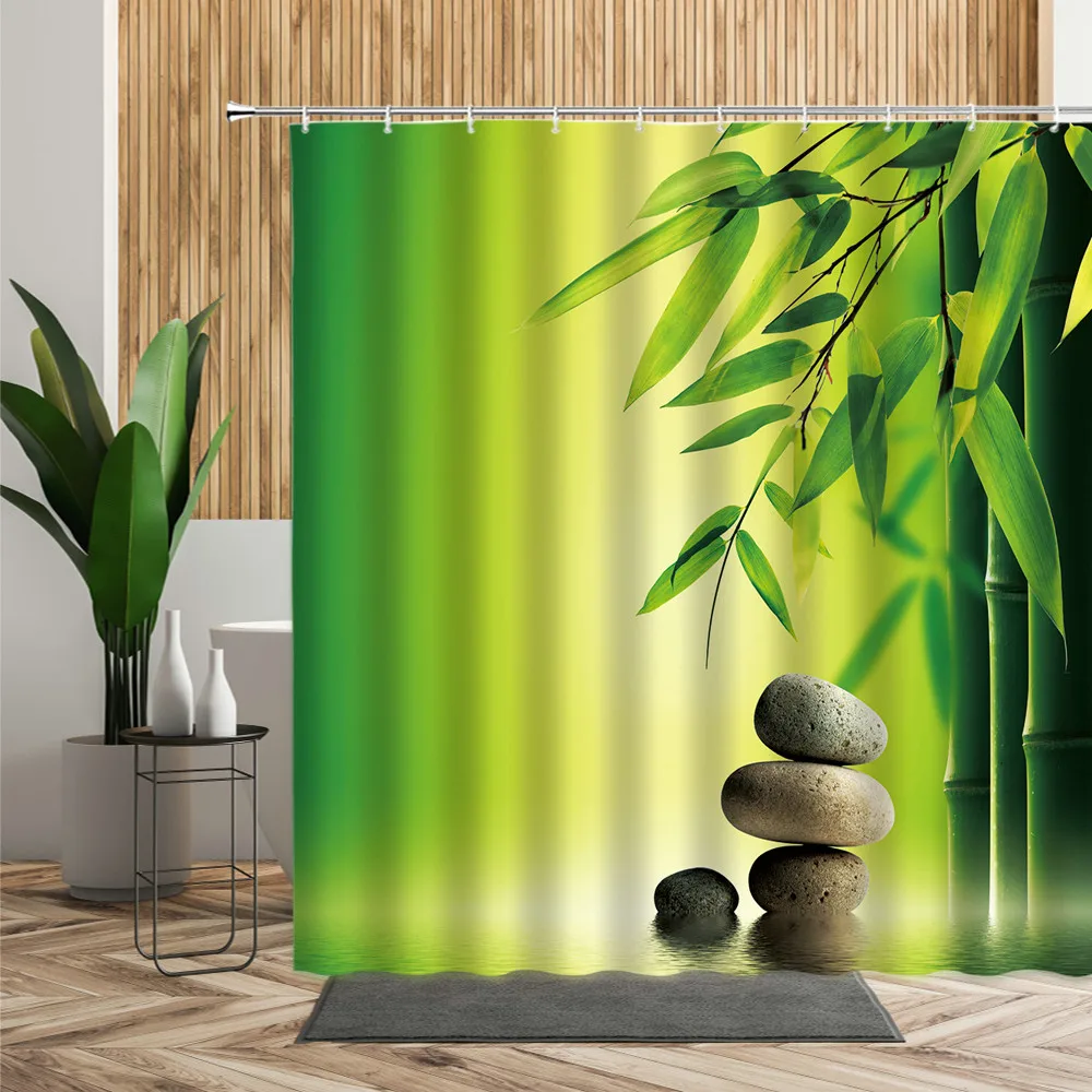Zen Green Bamboo Waterproof Shower Curtain Black Stone Think Quietly 3D Printing Bathroom Decoration Waterproof Bath Curtain Set
Zen Green Bamboo Waterproof Shower Curtain Black Stone Think Quietly 3D Printing Bathroom Decoration Waterproof Bath Curtain Set