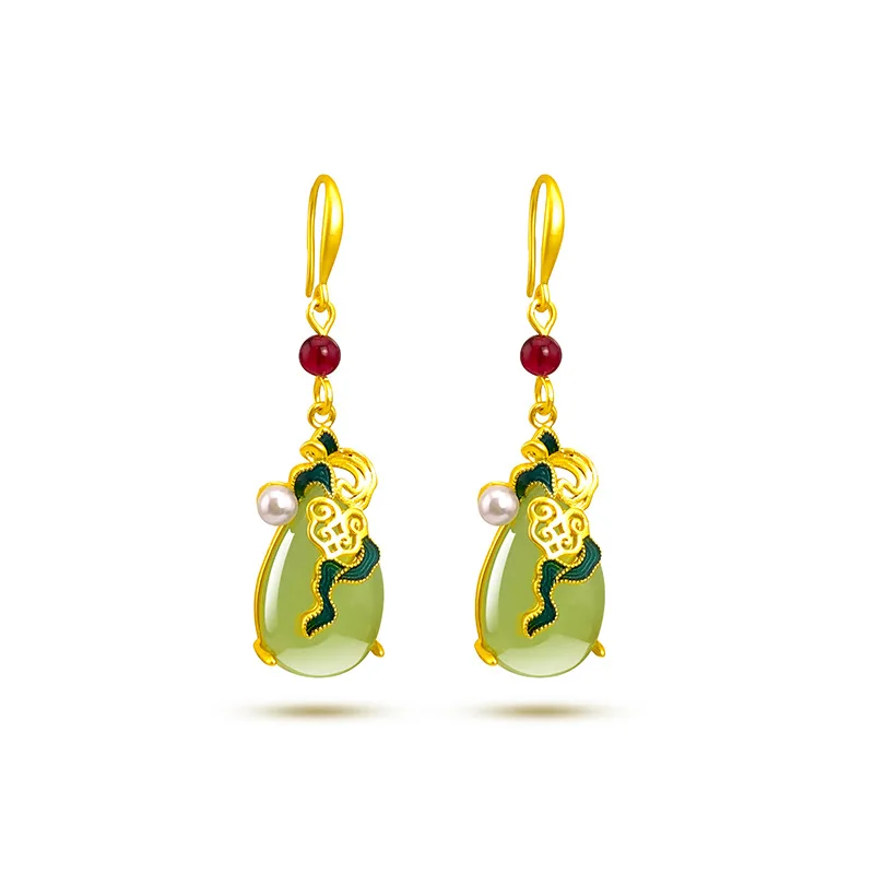 Golden Inlaid Jade Drop Earrings 18K Gold Ethnic Style Waterdrop Jade Earrings for Women Jewelry for Women
Golden Inlaid Jade Drop Earrings 18K Gold Ethnic Style Waterdrop Jade Earrings for Women Jewelry for Women
