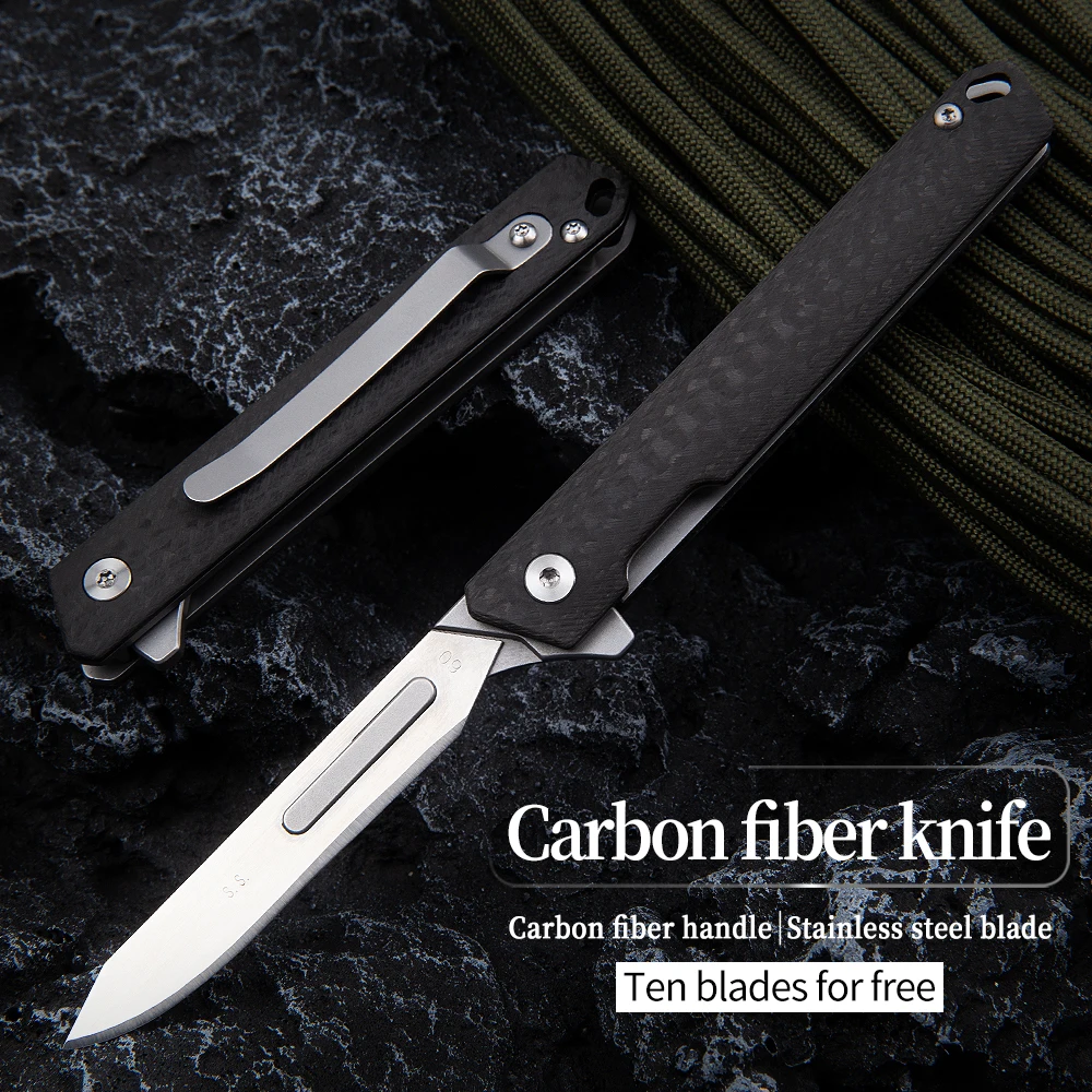 Carbon fiber folding knife emergency outdoor self-defense knife EDC high hardness portable multifunctional rescue tool knife
Carbon fiber folding knife emergency outdoor self-defense knife EDC high hardness portable multifunctional rescue tool knife