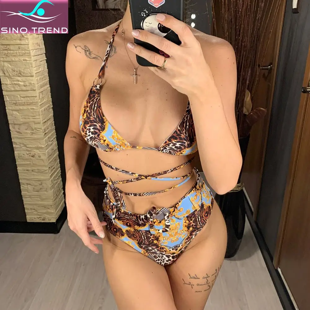 SINO.TREND Wrap Around Leopard Female Swimsuit High Waist Bikini Set Women Swimwear Two-pieces Halter Bather Bathing Suit Swim
SINO.TREND Wrap Around Leopard Female Swimsuit High Waist Bikini Set Women Swimwear Two-pieces Halter Bather Bathing Suit Swim