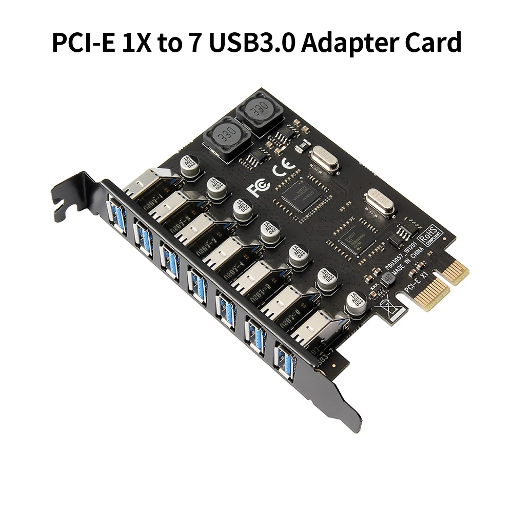 PCI-E Expansion Card PCI-E 1X to 7 USB3.0 Adapter Card High Speed Transmission Converter Card Desktop Computer Expansion Card
PCI-E Expansion Card PCI-E 1X to 7 USB3.0 Adapter Card High Speed Transmission Converter Card Desktop Computer Expansion Card