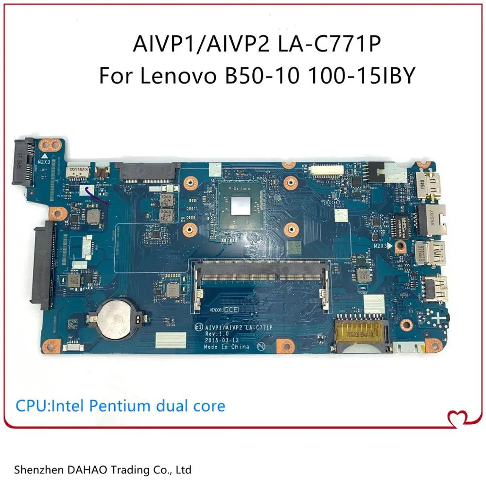 Фото AIVP1 / AIVP2 LA C771P материнская плата для ноутбука Lenovo 100 15IBY B50 10 ноутбук с процессором