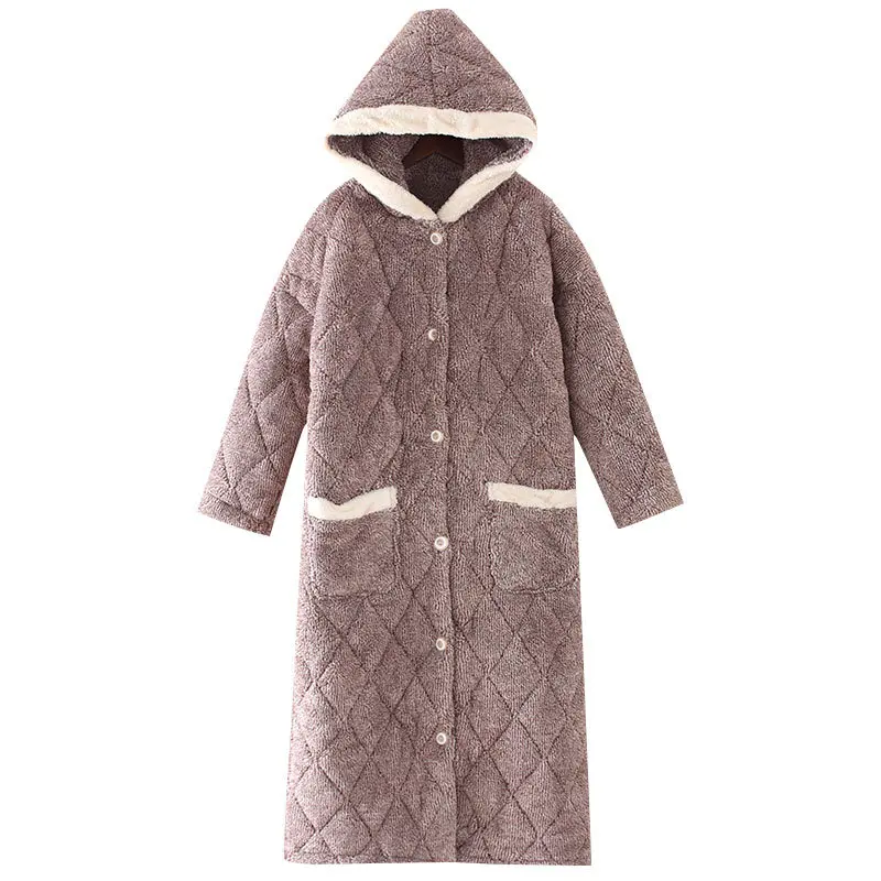 Thicken Keep Warm Sleepwear Long Nightgown Women Flannel Bathrobe 3-Layer Cotton-Padded Robes Winter Homewear Femme Night Robe
Thicken Keep Warm Sleepwear Long Nightgown Women Flannel Bathrobe 3-Layer Cotton-Padded Robes Winter Homewear Femme Night Robe