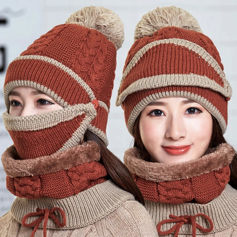 1PC Women Winter Beanies Knitted Thickened Woolen Hat With Warm Mask And Neck Scarf
1PC Women Winter Beanies Knitted Thickened Woolen Hat With Warm Mask And Neck Scarf