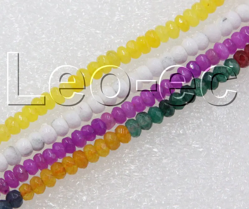 

JQHS 4X2mm Faceted Rondelle white yellow purple jades Beads Strand ForJewelry Making 15" V1213