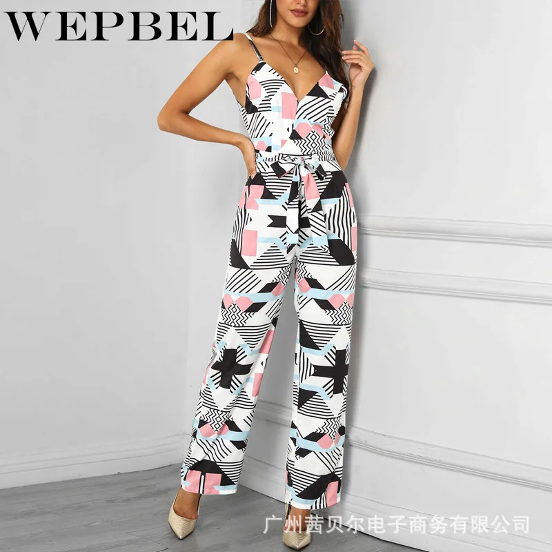 WEPBEL Women Elegant Loose Patchwork Color Block Jumpsuit Casual Ladies Sleeveless Sling Playsuit Romper Overalls Long Trousers
WEPBEL Women Elegant Loose Patchwork Color Block Jumpsuit Casual Ladies Sleeveless Sling Playsuit Romper Overalls Long Trousers