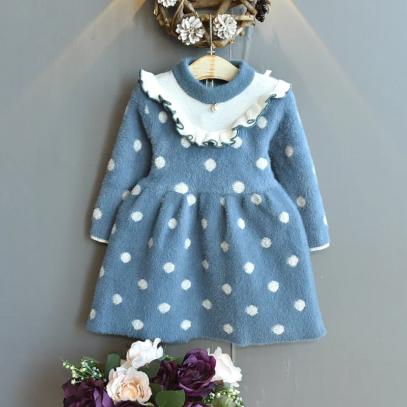 Girl Dress Baby Mink Fleece Sweater Kids Clothing Autumn Winter New Fashion Long-sleeve Pullover Sweater Dot Knit Children Dress
Girl Dress Baby Mink Fleece Sweater Kids Clothing Autumn Winter New Fashion Long-sleeve Pullover Sweater Dot Knit Children Dress