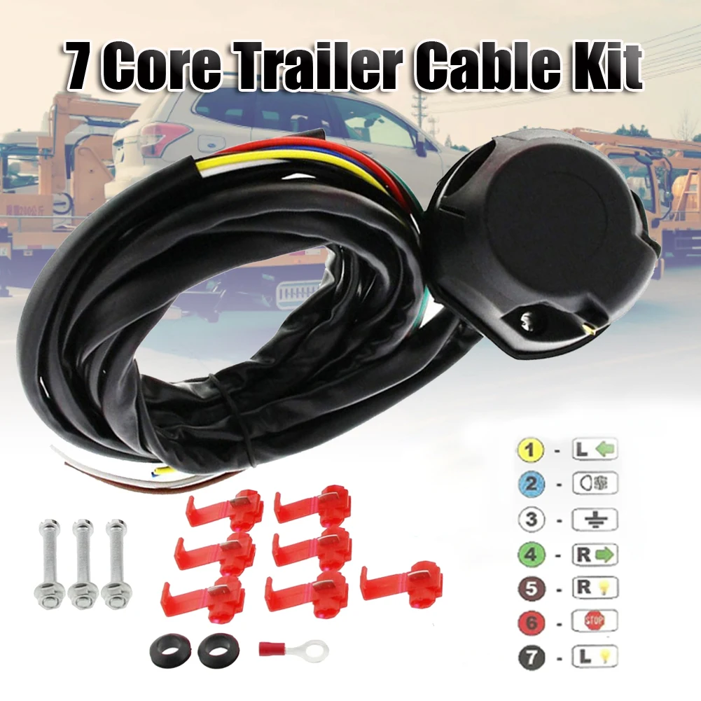 

7 Core 2M Trailer Cable Kit Trailer Socket Set 13 Pin Electrical Kit E-Kit Harness Traction Hook Car Accessories