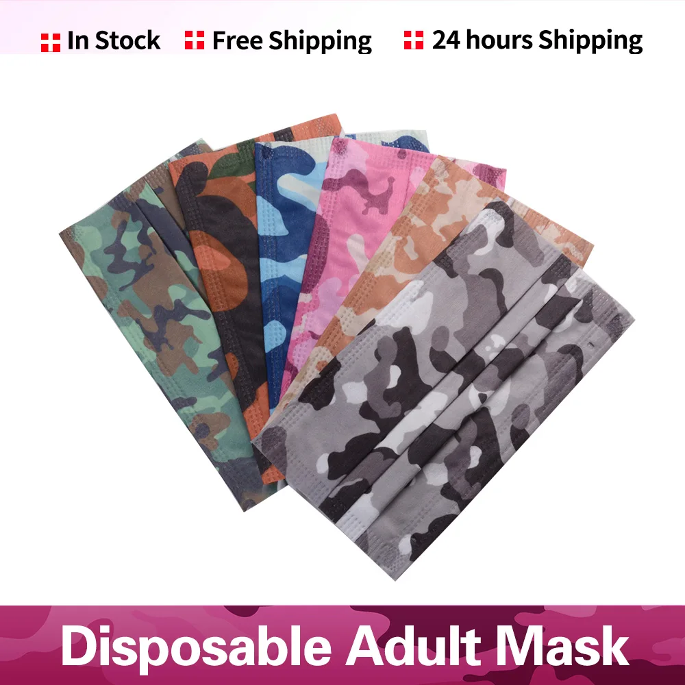100pcs Camouflage Mask Disposable Face mask Non wove 3 Layer Ply Filter Masque Mouth Breathable Earloop mascarillas desechables
100pcs Camouflage Mask Disposable Face mask Non wove 3 Layer Ply Filter Masque Mouth Breathable Earloop mascarillas desechables