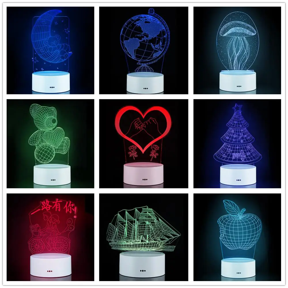 7 Colors Gradient 3D Lamp LED Night Light Heart Moon Bear Lovers Apple Christmas Tree Jellyfish usb Table Lamp Bedroom Decor
7 Colors Gradient 3D Lamp LED Night Light Heart Moon Bear Lovers Apple Christmas Tree Jellyfish usb Table Lamp Bedroom Decor