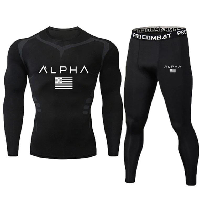 Быстросохнущий мужской костюм 2 шт./компл. комплект rashguard компрессионная одежда