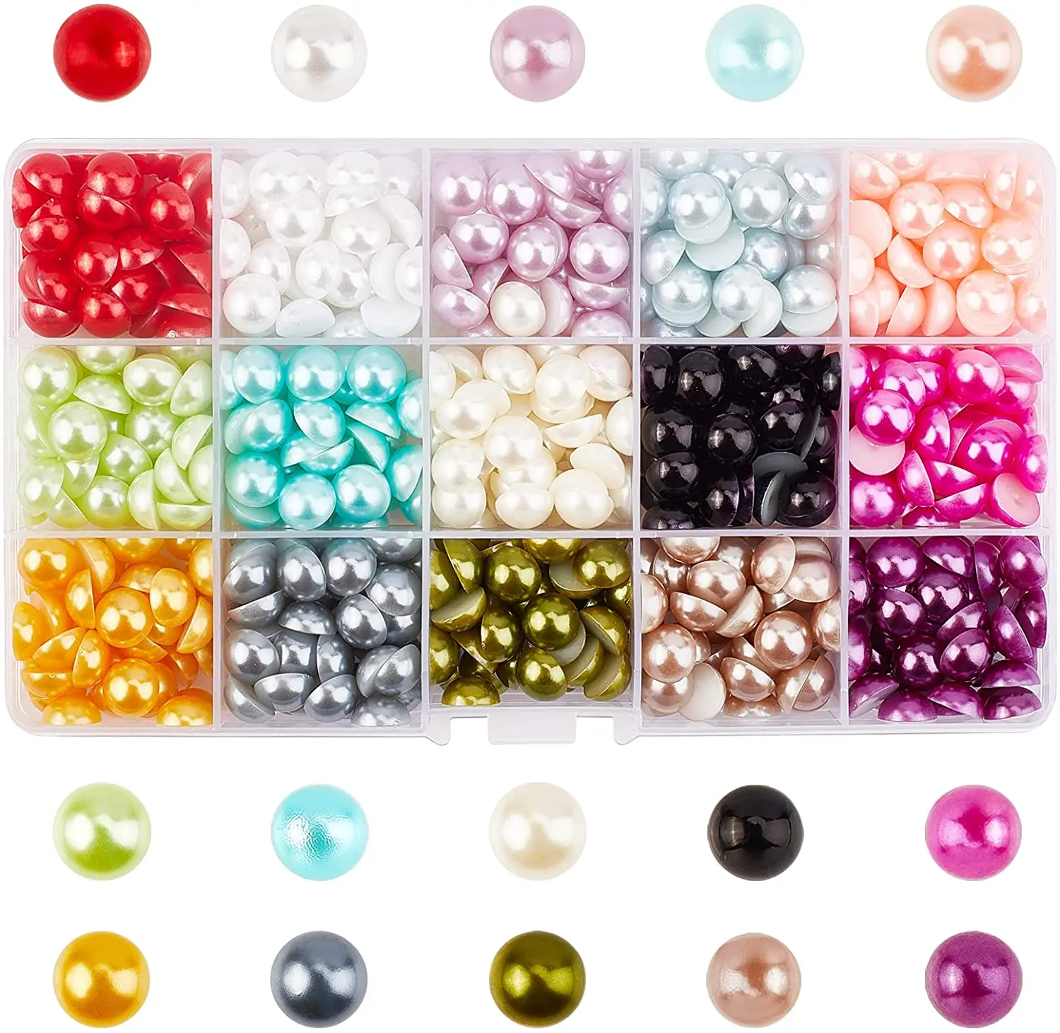 

2-14MM Half Round Bead Acrylic ABS Imitation Pearls Flatback Beads for Jewelry Making DIY Headwear Nail Art Phone Decoration