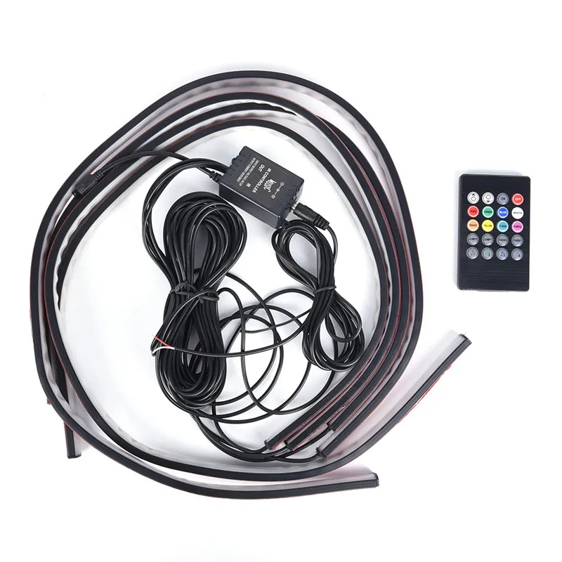 

4PCS Atmosphere Lamp RGB LED Under Car Tube Strip Underbody Glow Neon Light Kit Wireless Control