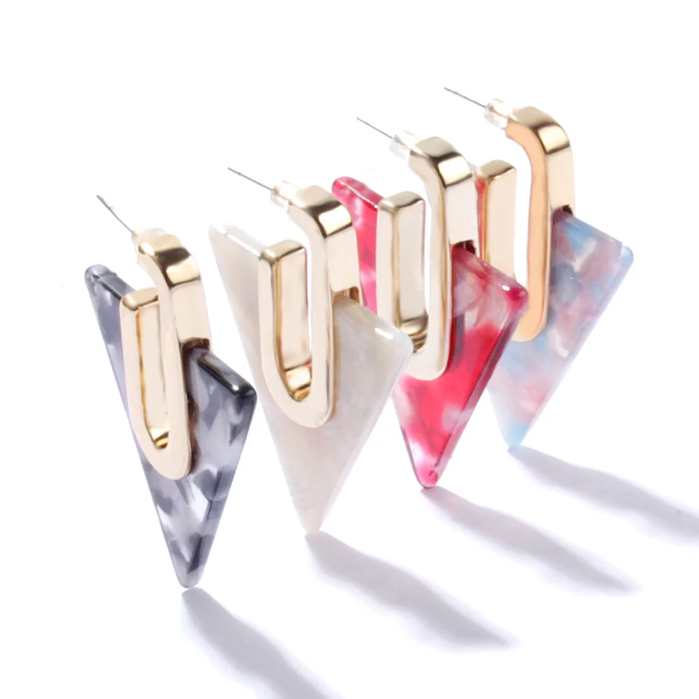 New European and American Retro Personality Geometry Triangle Earrings Women New Fashion Acetate Plate Ear Studs
New European and American Retro Personality Geometry Triangle Earrings Women New Fashion Acetate Plate Ear Studs