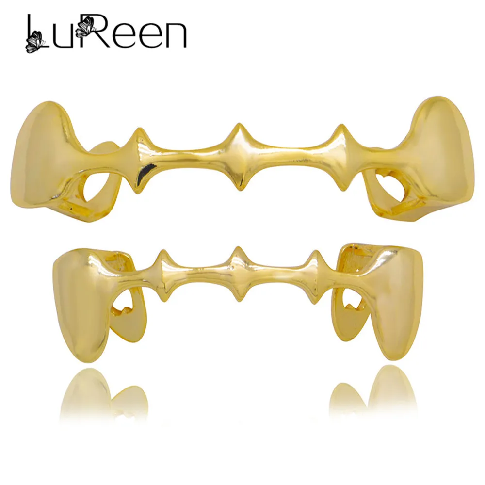 Lureen Hip Hop Unique Gold Teeth Grillz Top Bottom Vampire Fangs Dental Grills Set Silver Color Tooth Caps Cosply Body Jewelry 
Lureen Hip Hop Unique Gold Teeth Grillz Top Bottom Vampire Fangs Dental Grills Set Silver Color Tooth Caps Cosply Body Jewelry