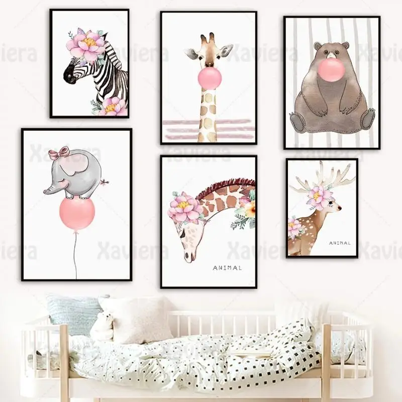 Giraffe Zebra Elephant Bear Sika Deer Pink Bubble Flower Wall Art Canvas Painting Cartoon Nordic Posters And Prints Home Decor
Giraffe Zebra Elephant Bear Sika Deer Pink Bubble Flower Wall Art Canvas Painting Cartoon Nordic Posters And Prints Home Decor