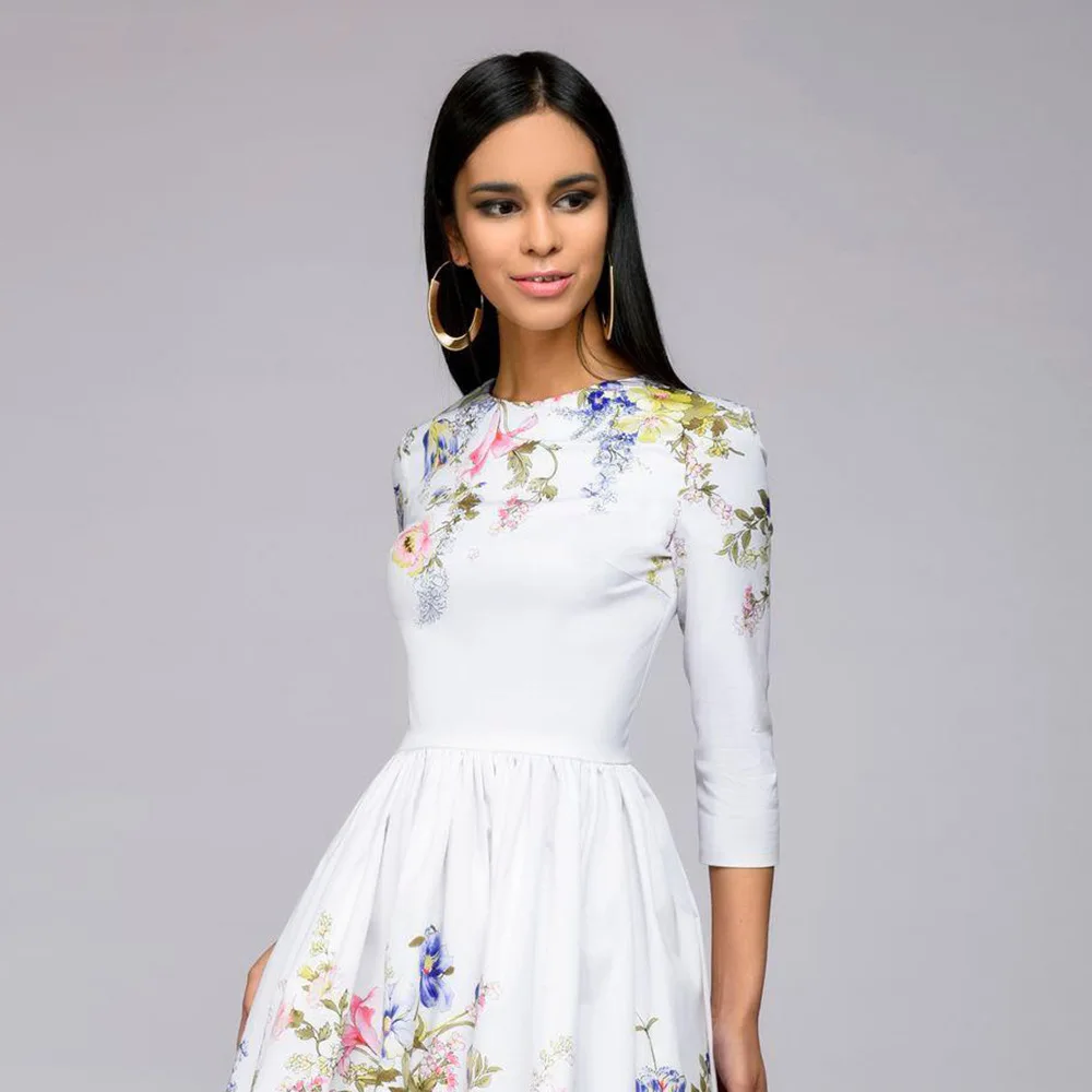 Women's Autumn White Elegant Printed Round Collar Seven-sleeve Casual Dress China Night Dresses For Woman
Women's Autumn White Elegant Printed Round Collar Seven-sleeve Casual Dress China Night Dresses For Woman