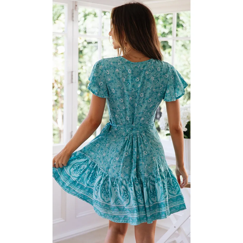 BellFlower Bohemian Floral Mini Dresses for Women V Neck Ruffle Bandage Dress Female Elegant Holiday Beach Sundress Summer Dress
BellFlower Bohemian Floral Mini Dresses for Women V Neck Ruffle Bandage Dress Female Elegant Holiday Beach Sundress Summer Dress
