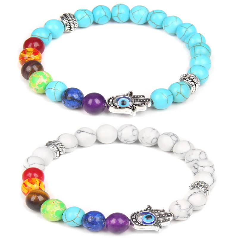 Fashion Fatima Hand & Evil Eye Bracelet Men Natural Stone Turquoises Bracelet for Women Beads Charm Bracelet Amulet Jewelry Gift
Fashion Fatima Hand & Evil Eye Bracelet Men Natural Stone Turquoises Bracelet for Women Beads Charm Bracelet Amulet Jewelry Gift