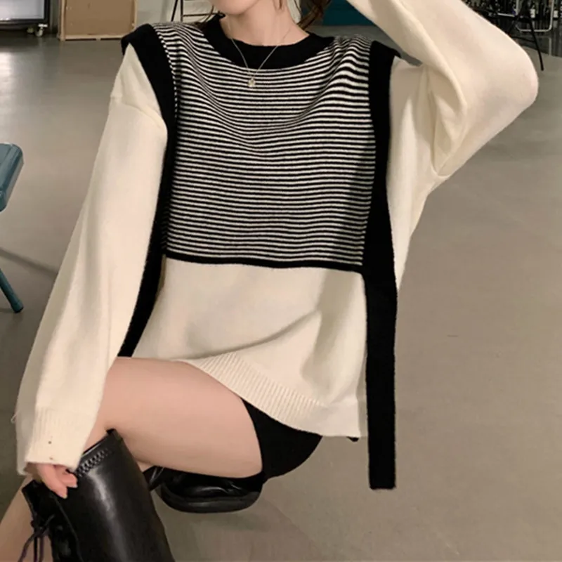 Harajuku Women Winter O Neck Sweater Ladies Casual Korean Autumn Spliced Pullovers Long Sleeve Famale Fashion Loose Tops
Harajuku Women Winter O Neck Sweater Ladies Casual Korean Autumn Spliced Pullovers Long Sleeve Famale Fashion Loose Tops