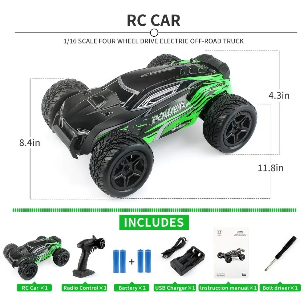 1:16 Scale 4WD Radio Controlled Off-Road 2.4Ghz High Speed Racing Vehicle RC Toy Truck Buggy for Kids Adults Gifts
1:16 Scale 4WD Radio Controlled Off-Road 2.4Ghz High Speed Racing Vehicle RC Toy Truck Buggy for Kids Adults Gifts