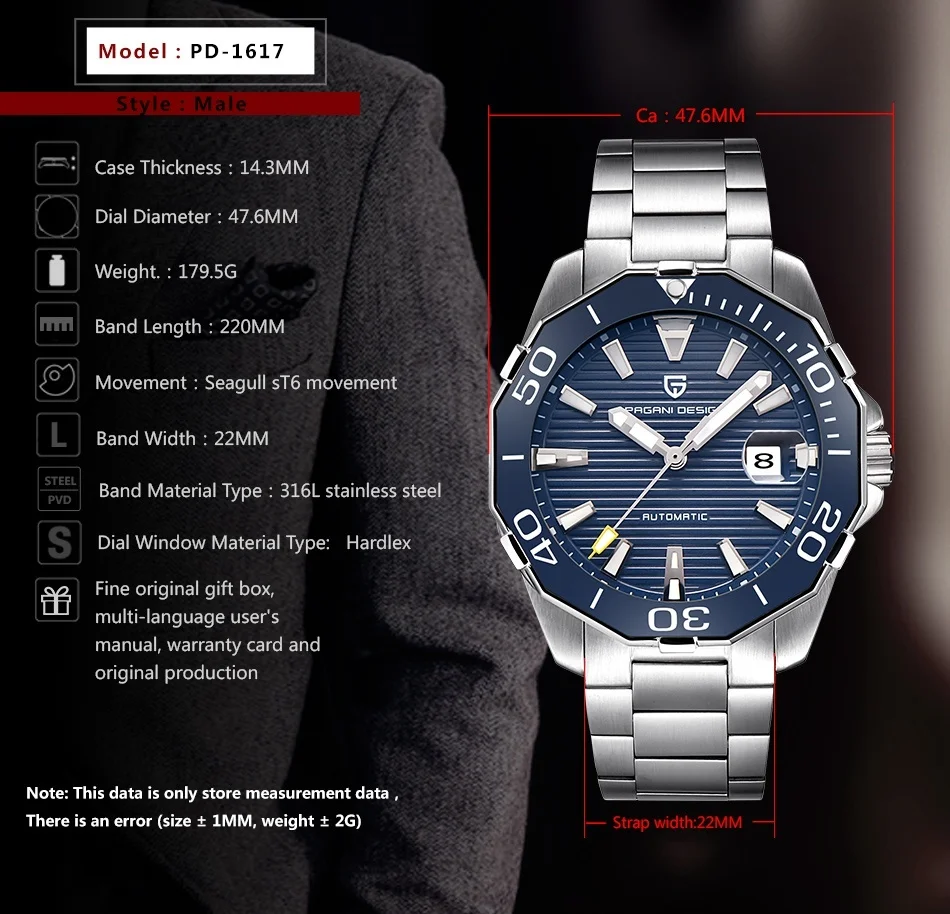 PAGANI DESIGN 2021 New Top Fashion Casual Men's Automatic Mechanical Watches Multifunctional Waterproof Automatic Calendar Watch
PAGANI DESIGN 2021 New Top Fashion Casual Men's Automatic Mechanical Watches Multifunctional Waterproof Automatic Calendar Watch
