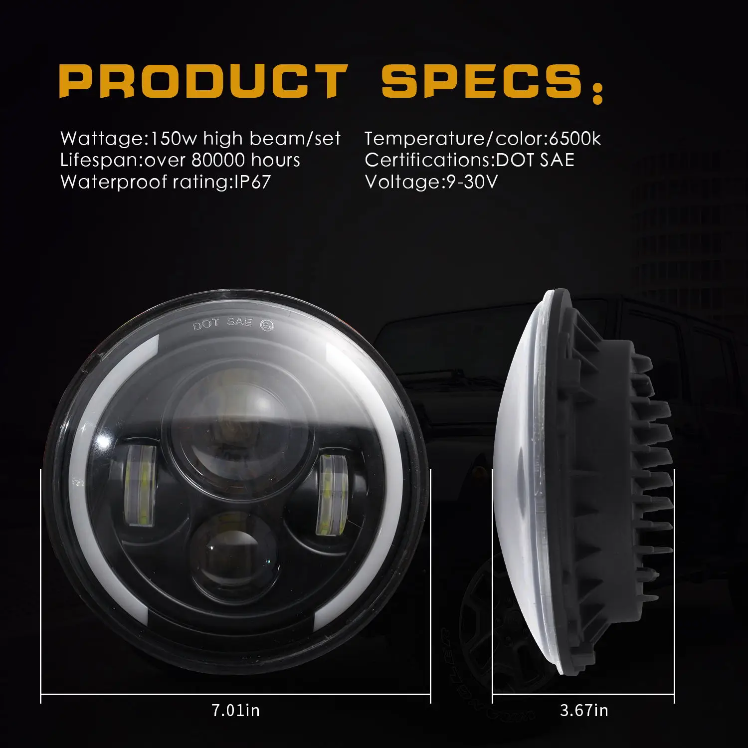 SUHU LED Headlight 140W 14000LM For Jeep Wrangler JK LJ TJ CJ 7 Inch Round LED Headlamp Work Lamp Halo Angle Eye Bar Accessories
SUHU LED Headlight 140W 14000LM For Jeep Wrangler JK LJ TJ CJ 7 Inch Round LED Headlamp Work Lamp Halo Angle Eye Bar Accessories