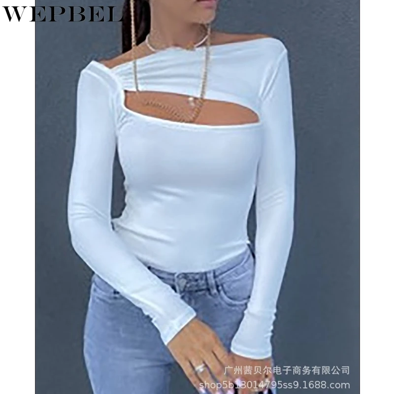 WEPBEL Sexy Slim T-shirt Women's Solid Color Hollow Out T-shirt Autumn Fashion Long Sleeve Off Shoulder Slash Neck T-shirt
WEPBEL Sexy Slim T-shirt Women's Solid Color Hollow Out T-shirt Autumn Fashion Long Sleeve Off Shoulder Slash Neck T-shirt