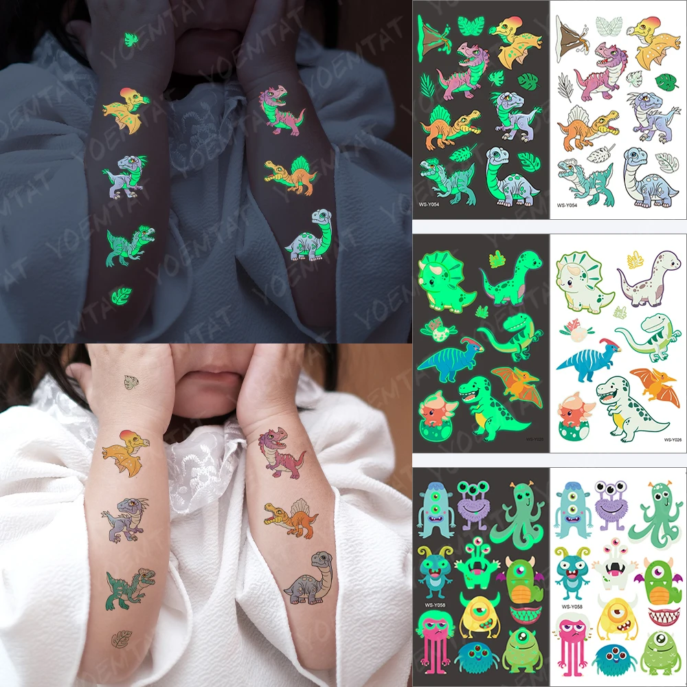 Glow in the Dark Tattoo Stickers Dinosaur Luminous Glitter Temporary Waterproof Jurassic Boy Tatto Cute Kid Cartoon Fake Tatoo
Glow in the Dark Tattoo Stickers Dinosaur Luminous Glitter Temporary Waterproof Jurassic Boy Tatto Cute Kid Cartoon Fake Tatoo