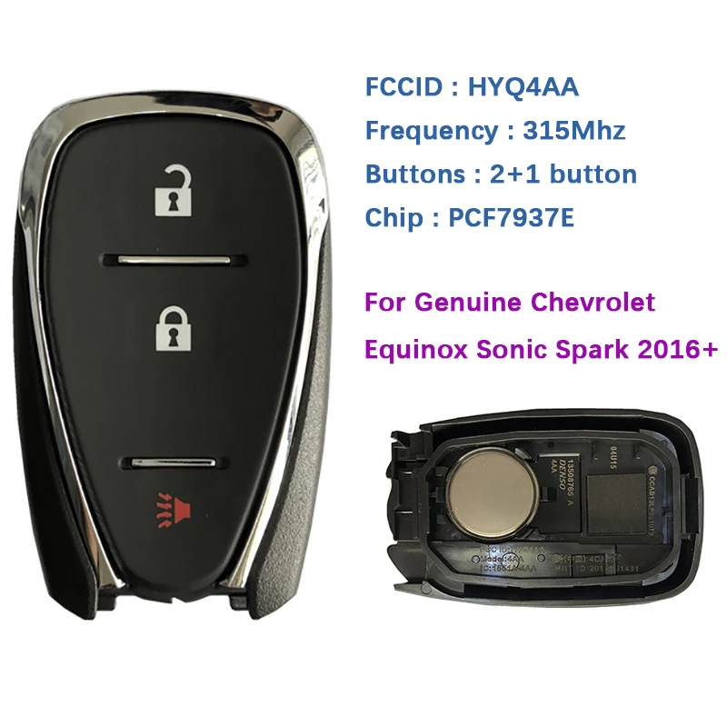 CN014066 Original Genuine Chevrolet Equinox Sonic Spark 2016+ Smart Key With 3 Buttons 315MHz FCCID HYQ4AA PCF7937E Chip
CN014066 Original Genuine Chevrolet Equinox Sonic Spark 2016+ Smart Key With 3 Buttons 315MHz FCCID HYQ4AA PCF7937E Chip