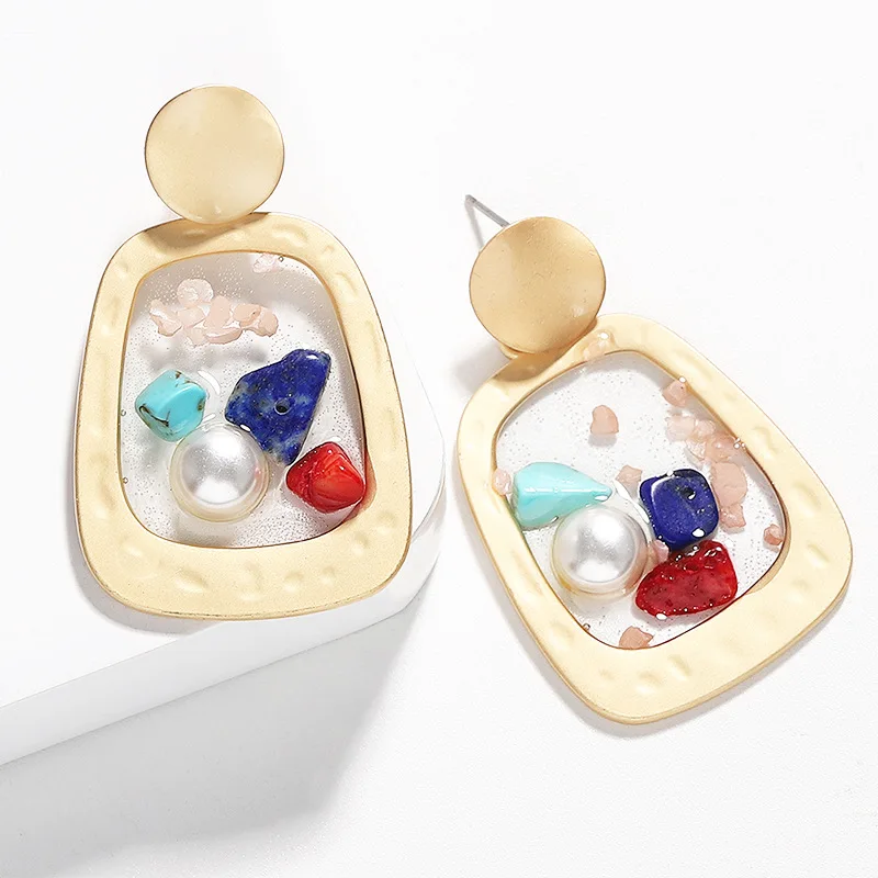 New Transparent Resin Inlaid Rubble Pearl Earrings for Women Girls Exaggerated Wild Female Irregular Earring Statement Jewelry
New Transparent Resin Inlaid Rubble Pearl Earrings for Women Girls Exaggerated Wild Female Irregular Earring Statement Jewelry
