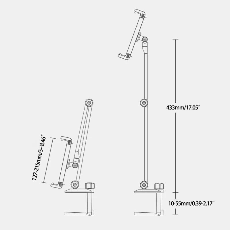 

N0HC Aluminum Alloy Tablet Stand Long Arm Mobile Phone Holder Angle Height Adjustable 360°Rotation for 4-13 '' Phone Pad